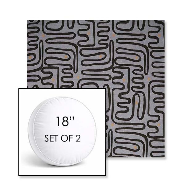 Picture of Nema Moonlight | Set of 2 | 18" Sunbrella Boxed Round Outdoor Throw Pillows with Premium Inserts