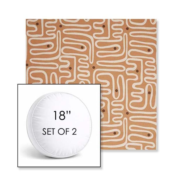 Picture of Nema Peachwood | Set of 2 | 18" Sunbrella Boxed Round Outdoor Throw Pillows with Premium Inserts