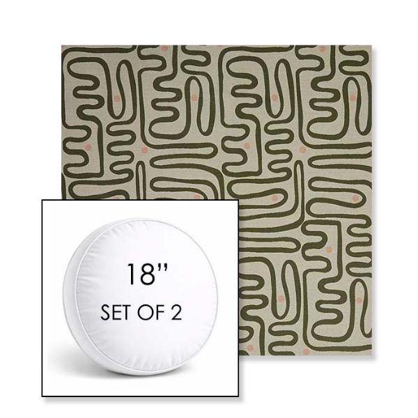 Picture of Nema Sagebrush | Set of 2 | 18" Sunbrella Boxed Round Outdoor Throw Pillows with Premium Inserts