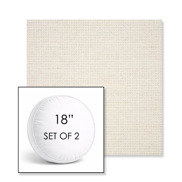 Picture of Nurture White | Set of 2 | 18" Sunbrella Boxed Round Outdoor Throw Pillows with Premium Inserts