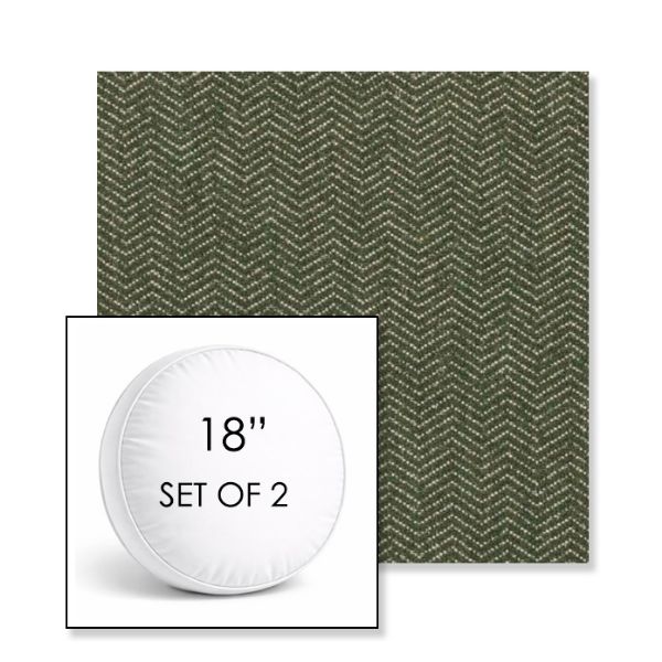 Picture of Odette Fern | Set of 2 | 18" Sunbrella Boxed Round Outdoor Throw Pillows with Premium Inserts