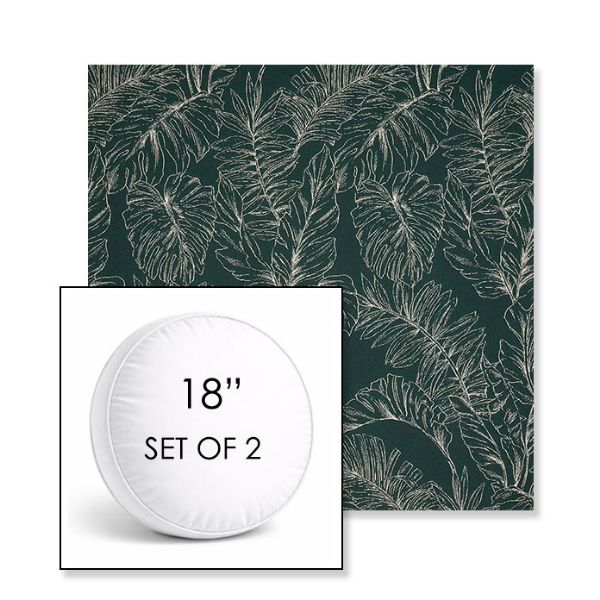 Picture of Palma Canopy | Set of 2 | 18" Sunbrella Boxed Round Outdoor Throw Pillows with Premium Inserts