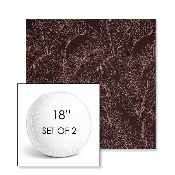 Picture of Palma Sangria | Set of 2 | 18" Sunbrella Boxed Round Outdoor Throw Pillows with Premium Inserts