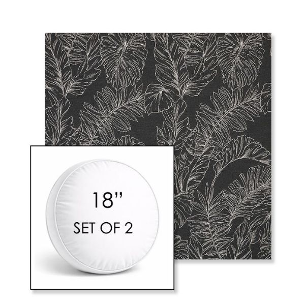 Picture of Palma Shadow | Set of 2 | 18" Sunbrella Boxed Round Outdoor Throw Pillows with Premium Inserts