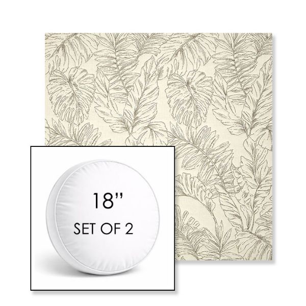 Picture of Palma Whitesand | Set of 2 | 18" Sunbrella Boxed Round Outdoor Throw Pillows with Premium Inserts