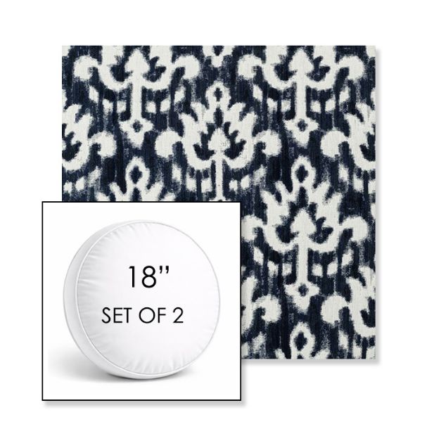 Picture of Patra Indigo | Set of 2 | 18" Sunbrella Boxed Round Outdoor Throw Pillows with Premium Inserts
