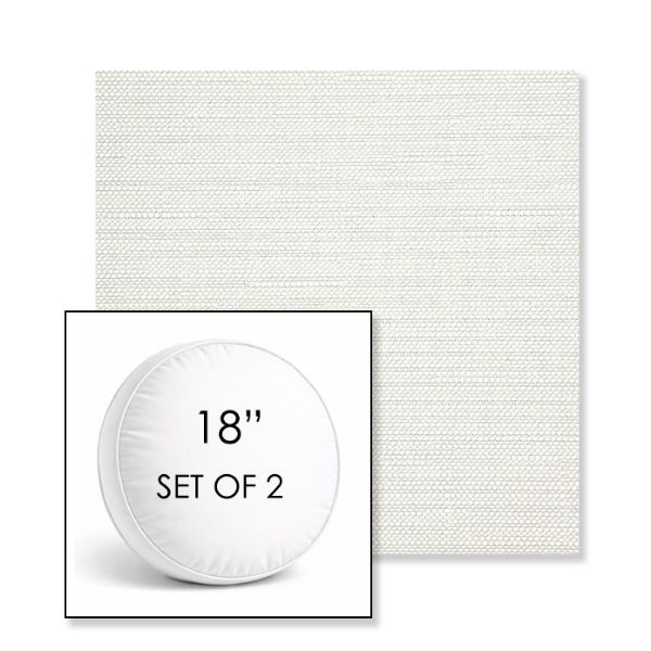 Picture of Piazza Cloud | Set of 2 | 18" Sunbrella Boxed Round Outdoor Throw Pillows with Premium Inserts