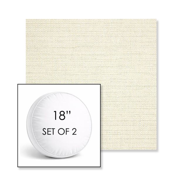 Picture of Piazza Parchment | Set of 2 | 18" Sunbrella Boxed Round Outdoor Throw Pillows with Premium Inserts