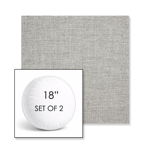 Picture of Piazza Pebble | Set of 2 | 18" Sunbrella Boxed Round Outdoor Throw Pillows with Premium Inserts