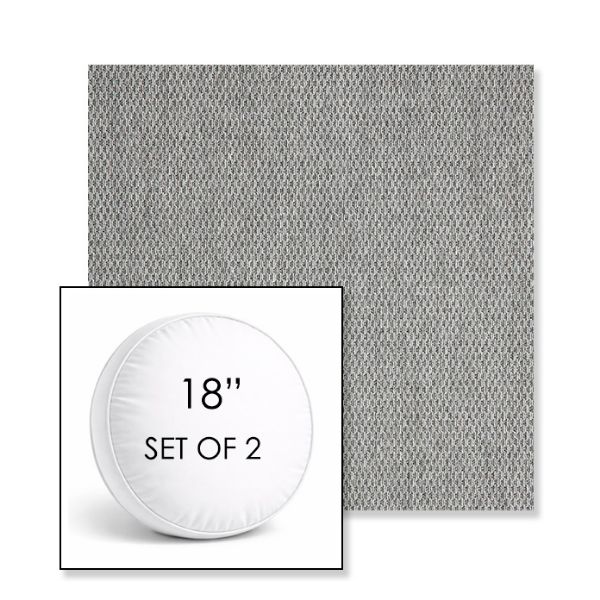 Picture of Pique Ash | Set of 2 | 18" Sunbrella Boxed Round Outdoor Throw Pillows with Premium Inserts