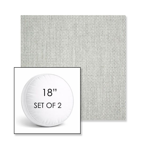 Picture of Pique Cloud | Set of 2 | 18" Sunbrella Boxed Round Outdoor Throw Pillows with Premium Inserts