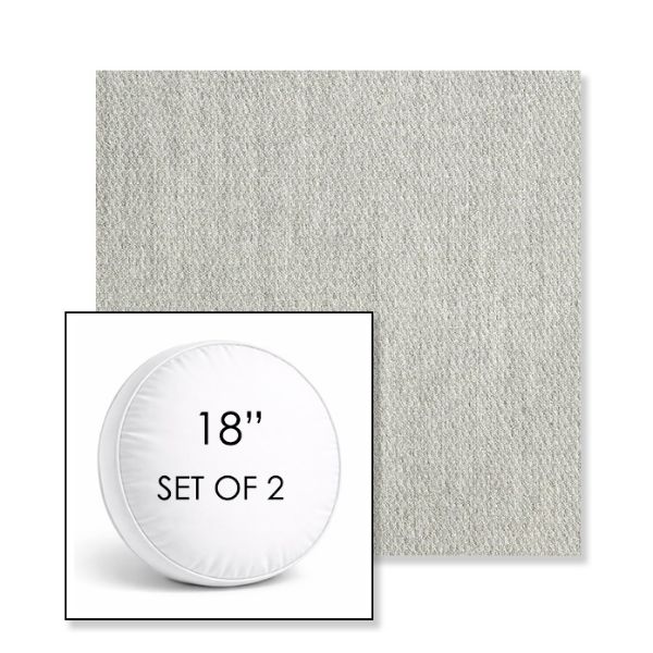 Picture of Pique Gravel | Set of 2 | 18" Sunbrella Boxed Round Outdoor Throw Pillows with Premium Inserts