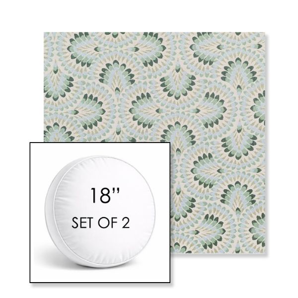 Picture of Plume Spring | Set of 2 | 18" Sunbrella Boxed Round Outdoor Throw Pillows with Premium Inserts