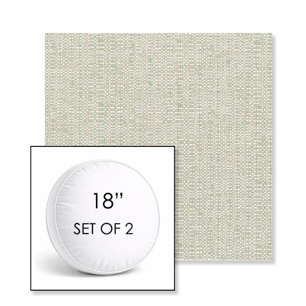 Picture of Poros Sage | Set of 2 | 18" Sunbrella Boxed Round Outdoor Throw Pillows with Premium Inserts