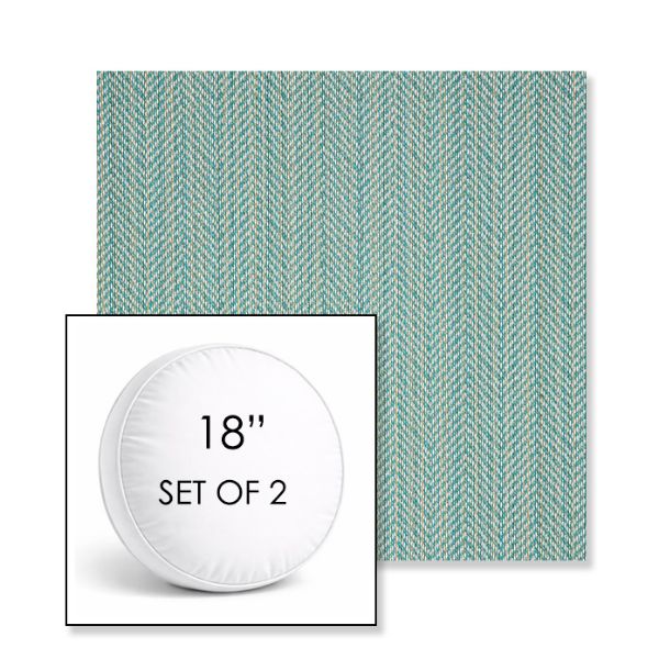 Picture of Posh Aqua | Set of 2 | 18" Sunbrella Boxed Round Outdoor Throw Pillows with Premium Inserts