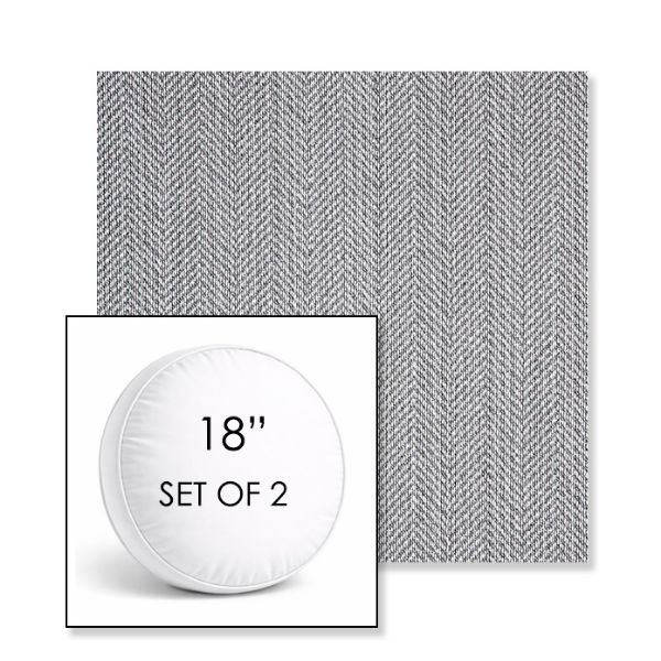 Picture of Posh Graphite | Set of 2 | 18" Sunbrella Boxed Round Outdoor Throw Pillows with Premium Inserts