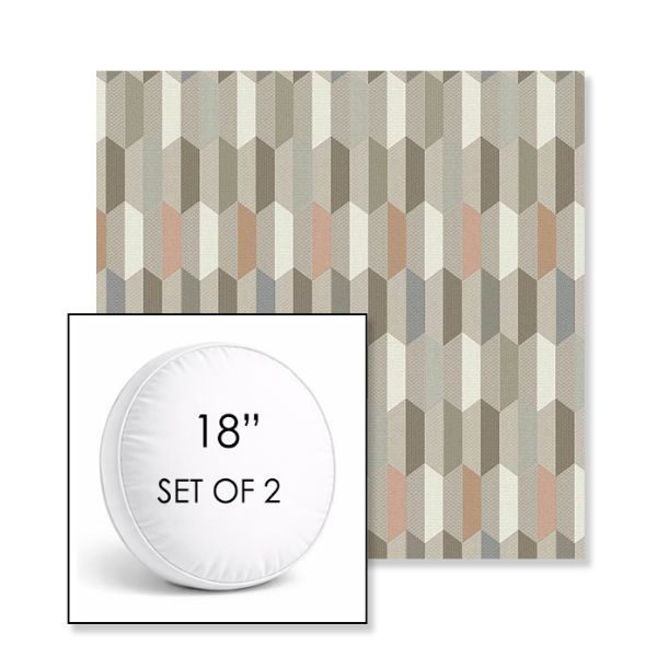Picture of Precise Fawn | Set of 2 | 18" Sunbrella Boxed Round Outdoor Throw Pillows with Premium Inserts