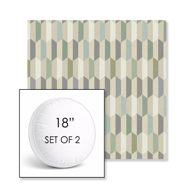 Picture of Precise Spring | Set of 2 | 18" Sunbrella Boxed Round Outdoor Throw Pillows with Premium Inserts