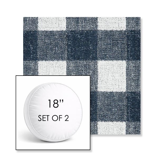 Picture of Preso Indigo | Set of 2 | 18" Sunbrella Boxed Round Outdoor Throw Pillows with Premium Inserts