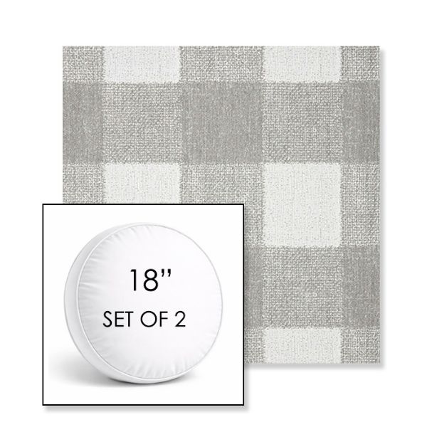 Picture of Preso Pebble | Set of 2 | 18" Sunbrella Boxed Round Outdoor Throw Pillows with Premium Inserts