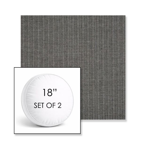 Picture of Proven Charcoal | Set of 2 | 18" Sunbrella Boxed Round Outdoor Throw Pillows with Premium Inserts