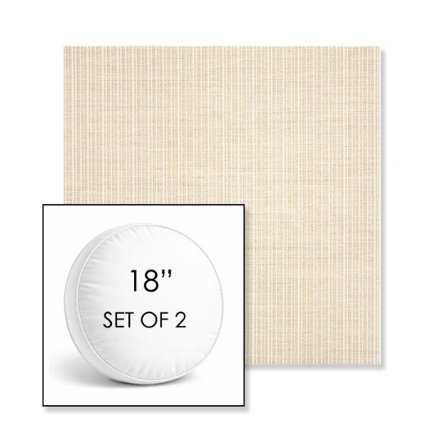 Picture of Proven Flax | Set of 2 | 18" Sunbrella Boxed Round Outdoor Throw Pillows with Premium Inserts