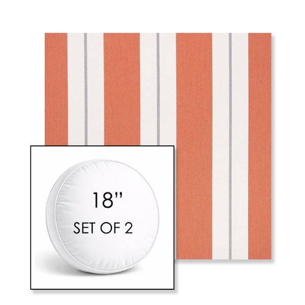 Picture of Relate Persimmon | Set of 2 | 18" Sunbrella Boxed Round Outdoor Throw Pillows with Premium Inserts