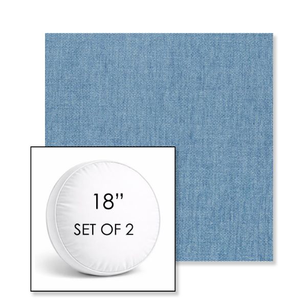 Picture of Ritsy Chambray | Set of 2 | 18" Sunbrella Boxed Round Outdoor Throw Pillows with Premium Inserts