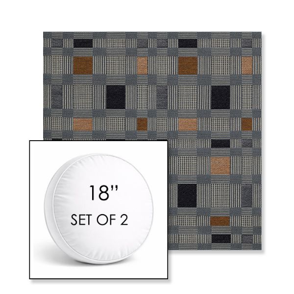 Picture of Rubix Vintage Denim | Set of 2 | 18" Sunbrella Boxed Round Outdoor Throw Pillows with Premium Inserts