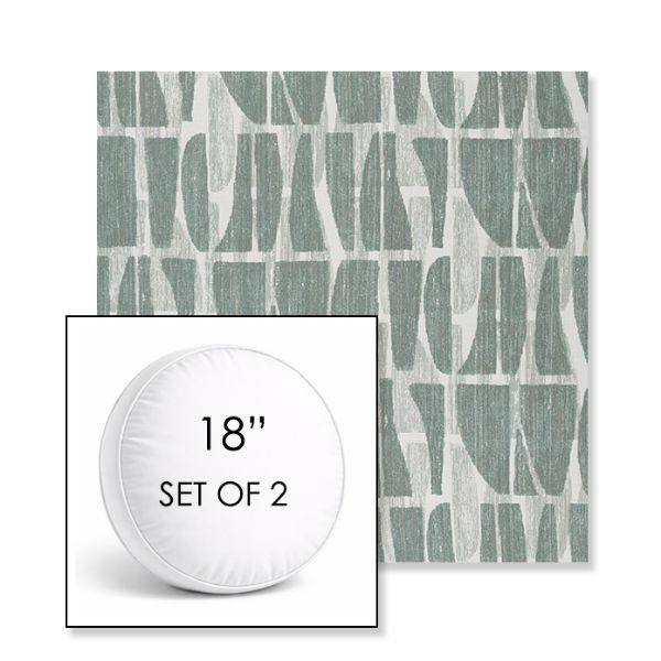 Picture of Scheme Mist | Set of 2 | 18" Sunbrella Boxed Round Outdoor Throw Pillows with Premium Inserts