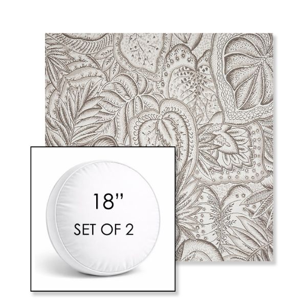 Picture of Sensibility Linen | Set of 2 | 18" Sunbrella Boxed Round Outdoor Throw Pillows with Premium Inserts