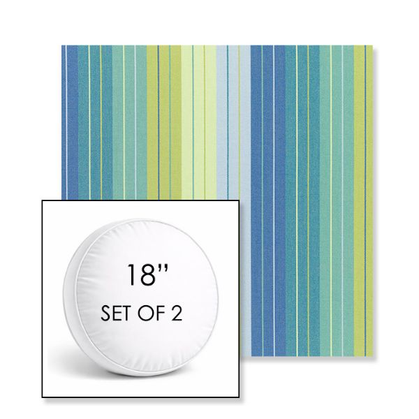 Picture of Seville Seaside | Set of 2 | 18" Sunbrella Boxed Round Outdoor Throw Pillows with Premium Inserts