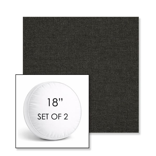 Picture of Spectrum Carbon | Set of 2 | 18" Sunbrella Boxed Round Outdoor Throw Pillows with Premium Inserts