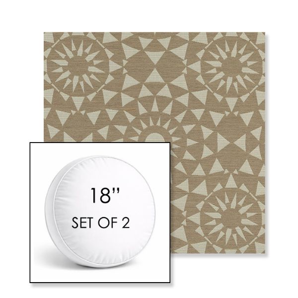 Picture of Sundial Sandcastle | Set of 2 | 18" Sunbrella Boxed Round Outdoor Throw Pillows with Premium Inserts