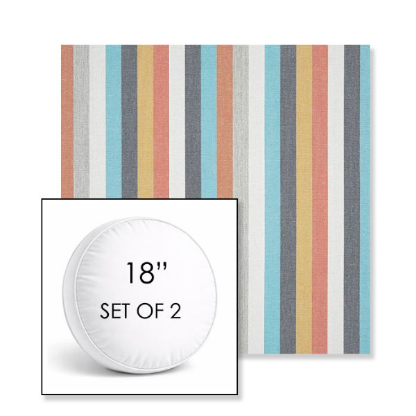 Picture of Surround Sunrise | Set of 2 | 18" Sunbrella Boxed Round Outdoor Throw Pillows with Premium Inserts