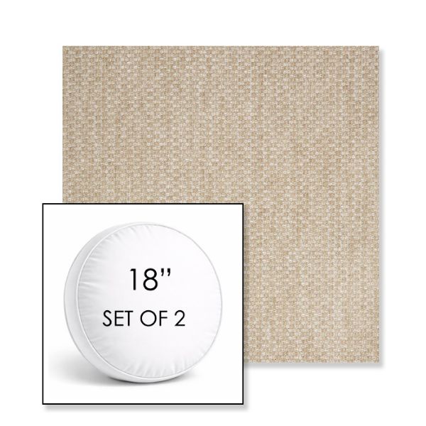 Picture of Tailored Putty | Set of 2 | 18" Sunbrella Boxed Round Outdoor Throw Pillows with Premium Inserts