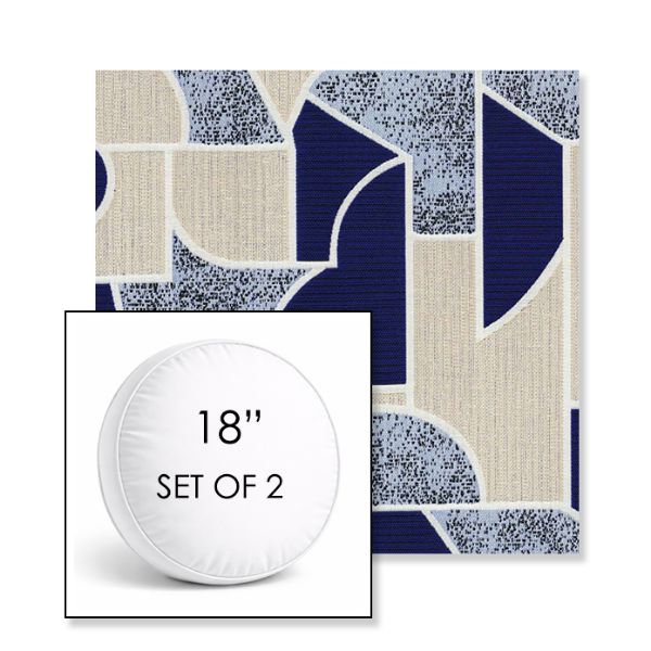 Picture of Territory Lazuli | Set of 2 | 18" Sunbrella Boxed Round Outdoor Throw Pillows with Premium Inserts