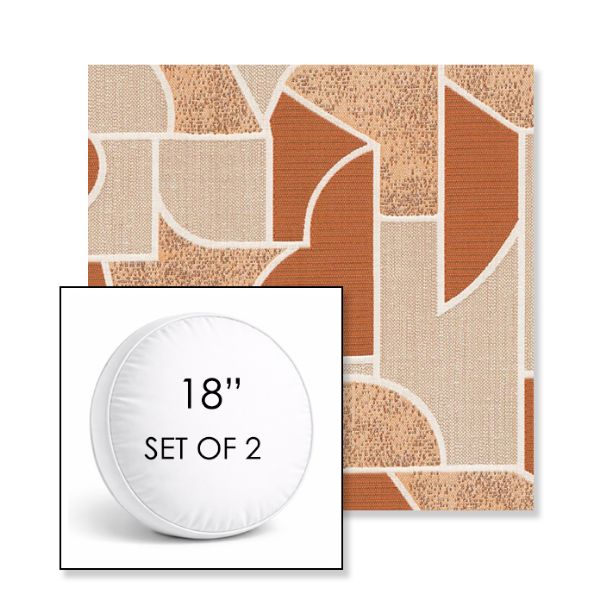 Picture of Territory Turmeric | Set of 2 | 18" Sunbrella Boxed Round Outdoor Throw Pillows with Premium Inserts