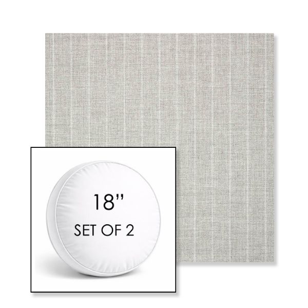 Picture of Ticking Fog | Set of 2 | 18" Sunbrella Boxed Round Outdoor Throw Pillows with Premium Inserts