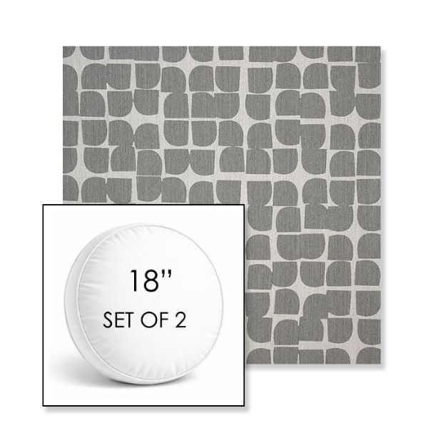 Picture of Toggle Greystone | Set of 2 | 18" Sunbrella Boxed Round Outdoor Throw Pillows with Premium Inserts