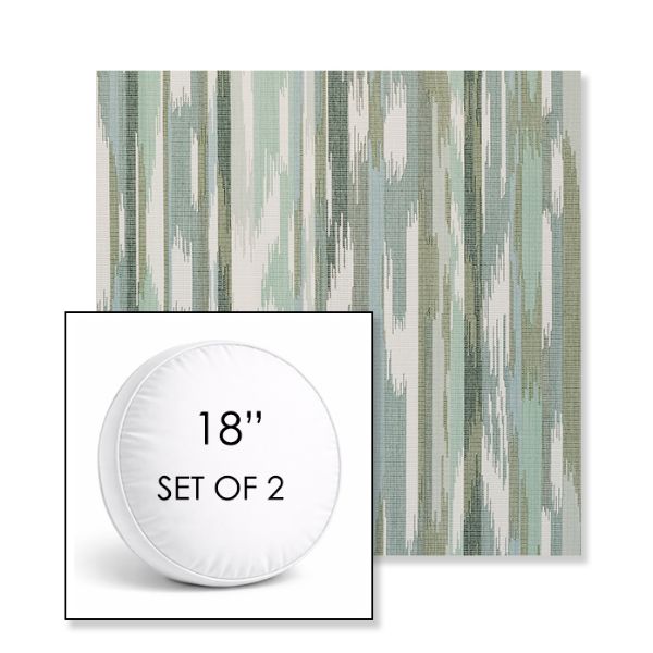 Picture of Transformation Moss | Set of 2 | 18" Sunbrella Boxed Round Outdoor Throw Pillows with Premium Inserts