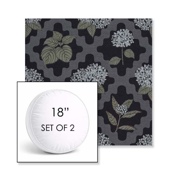 Picture of Trellis Morning Glory | Set of 2 | 18" Sunbrella Boxed Round Outdoor Throw Pillows with Premium Inserts
