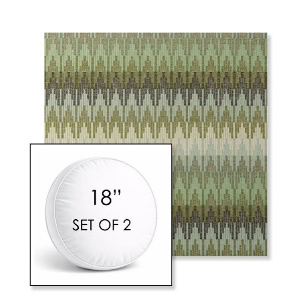 Picture of Valley Herbal | Set of 2 | 18" Sunbrella Boxed Round Outdoor Throw Pillows with Premium Inserts
