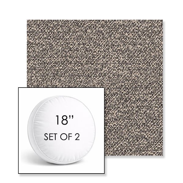 Picture of Wander Granite | Set of 2 | 18" Sunbrella Boxed Round Outdoor Throw Pillows with Premium Inserts