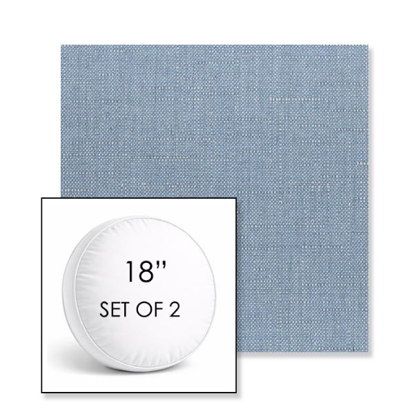 Picture of Willa Chambray | Set of 2 | 18" Sunbrella Boxed Round Outdoor Throw Pillows with Premium Inserts