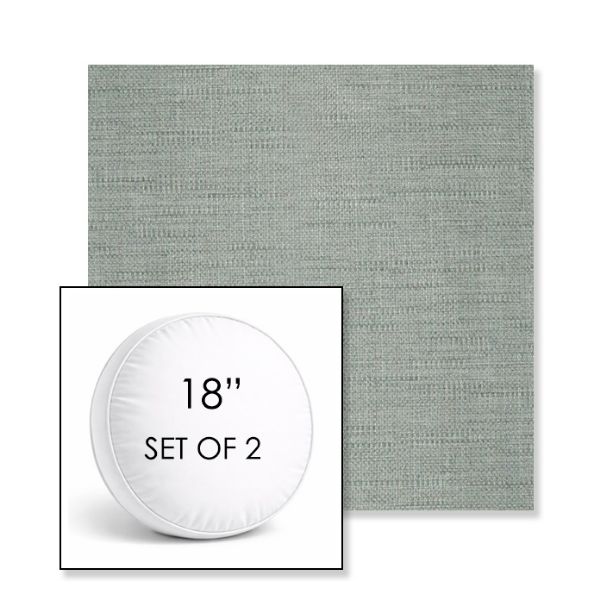 Picture of Willa Mist | Set of 2 | 18" Sunbrella Boxed Round Outdoor Throw Pillows with Premium Inserts