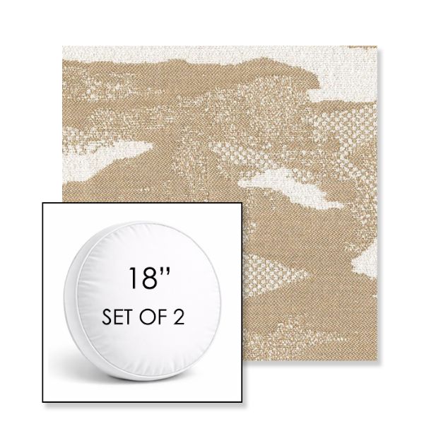 Picture of Yama Tomori | Set of 2 | 18" Sunbrella Boxed Round Outdoor Throw Pillows with Premium Inserts