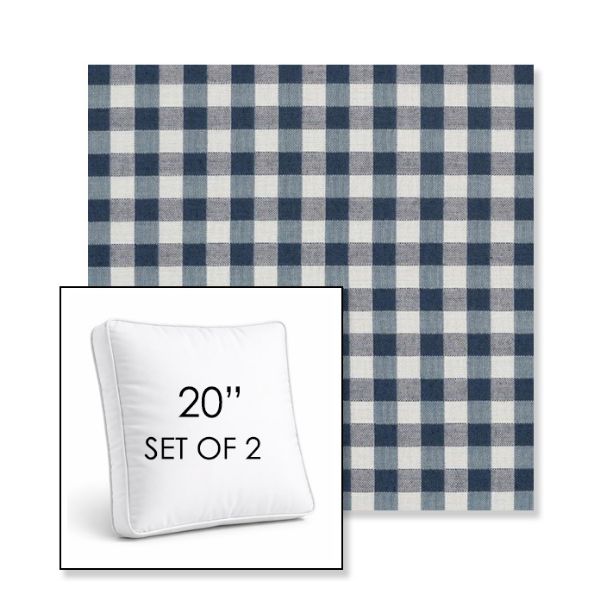 Picture of Above Denim | Set of 2 | 20" Sunbrella Boxed Square Outdoor Throw Pillows with Premium Inserts