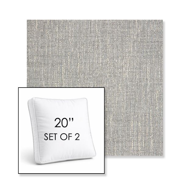 Picture of Adena Pebble | Set of 2 | 20" Sunbrella Boxed Square Outdoor Throw Pillows with Premium Inserts