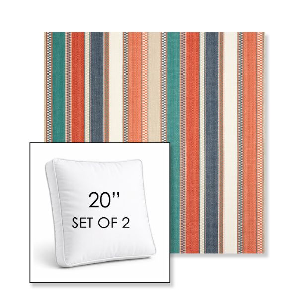 Picture of Ascend Punch | Set of 2 | 20" Sunbrella Boxed Square Outdoor Throw Pillows with Premium Inserts